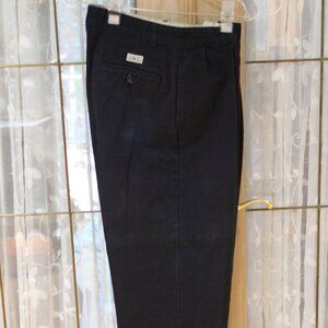 Ralph Lauren Men Navy Pants Casual SZ 32X32 Straight Leg Pleaded 100% Cotton